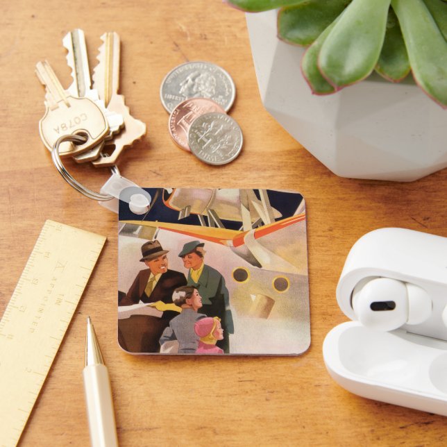 Chaveiro Vintage Férias Familiares Via Seaplane w Hélices (Mesa)