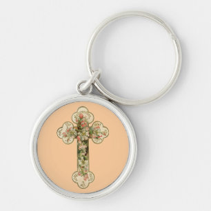 Chaveiro Vintage Floral Cross