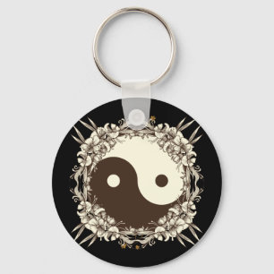 Chaveiro Vintage Floral Yin Yang