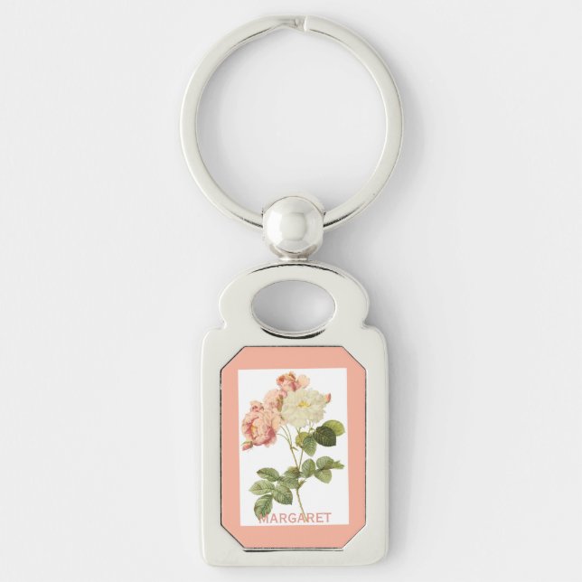 Chaveiro Vintage Flores - chave de monograma personalizada  (Frente)