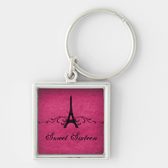 Chaveiro Vintage French Flourish Sweet 16 Chaveiro, rosa (Frente)