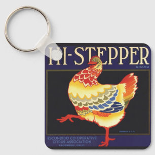 Chaveiro Vintage Fruta Crate Label Art, Hi Stepper Chicken