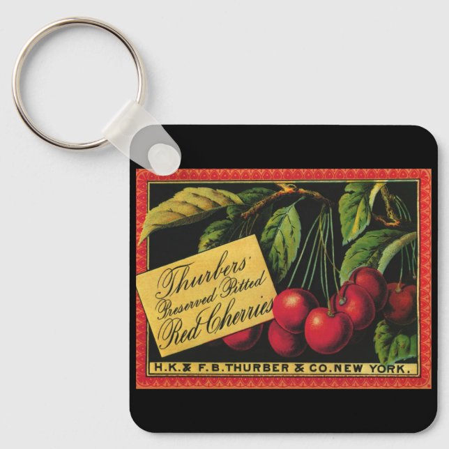 Chaveiro Vintage Fruta Crate Label Art, Thurber Cherries (Frente)