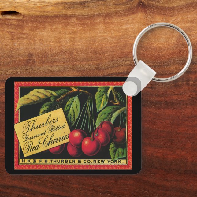 Chaveiro Vintage Fruta Crate Label Art, Thurber Cherries (Frente)