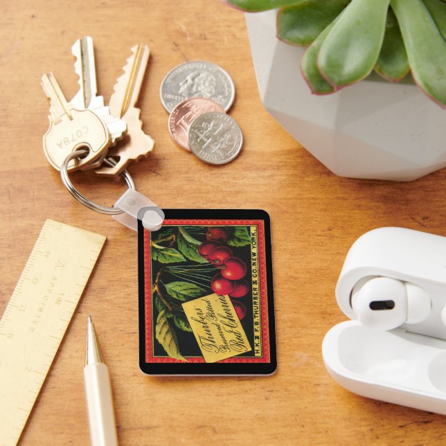 Chaveiro Vintage Fruta Crate Label Art, Thurber Cherries (Mesa)