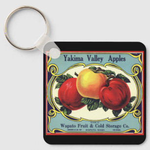 Chaveiro Vintage Fruta Rótulo Art Yakima Valley Apple