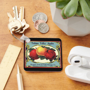Chaveiro Vintage Fruta Rótulo Art Yakima Valley Apple