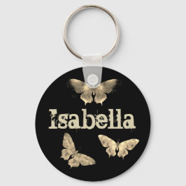 Chaveiro Vintage Gothic Dark Butterfly Art Isabella Nome