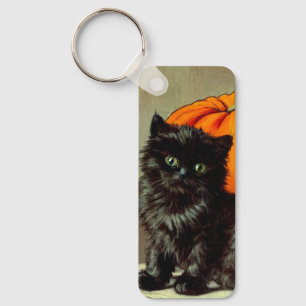 Chaveiro Vintage Halloween Black Cat e Pumpkins