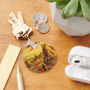 Chaveiro Vintage Halloween Pumpkin Patch com Haystacks