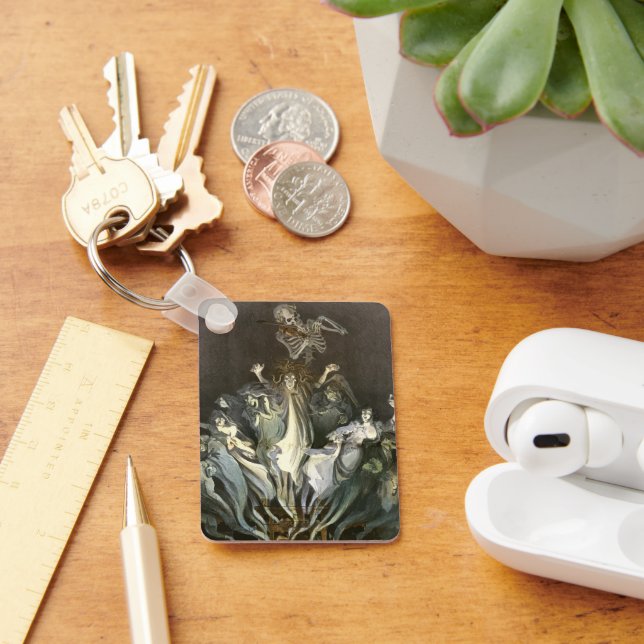 Chaveiro Vintage Halloween, Violinista do Esqueleto e Fanta (Mesa)