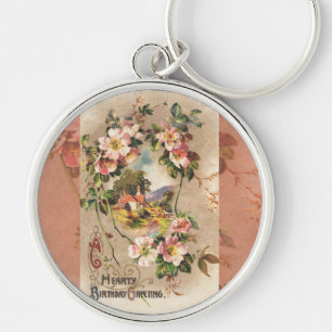 Chaveiro Vintage Happy Birthday Card Trabalho de arte