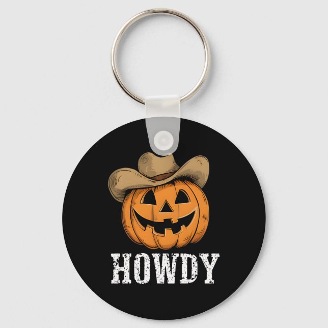 Chaveiro Vintage Howdy Pumpkin Cowboy Ocidental (Frente)