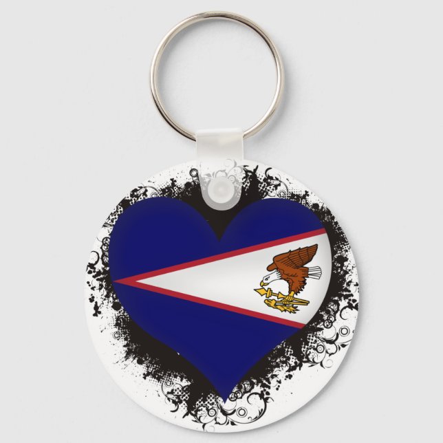 Chaveiro Vintage I Love American Samoa (Frente)