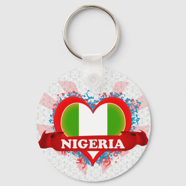 Chaveiro Vintage I Love Nigéria (Frente)