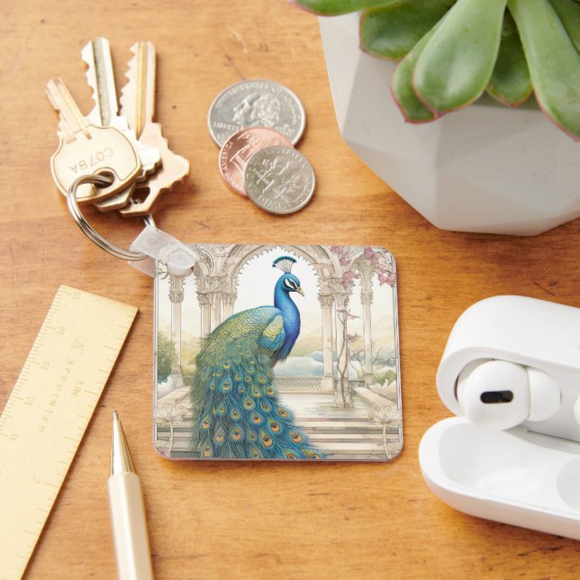 Chaveiro Vintage Indian Style Floral Garden Peacock (Mesa)