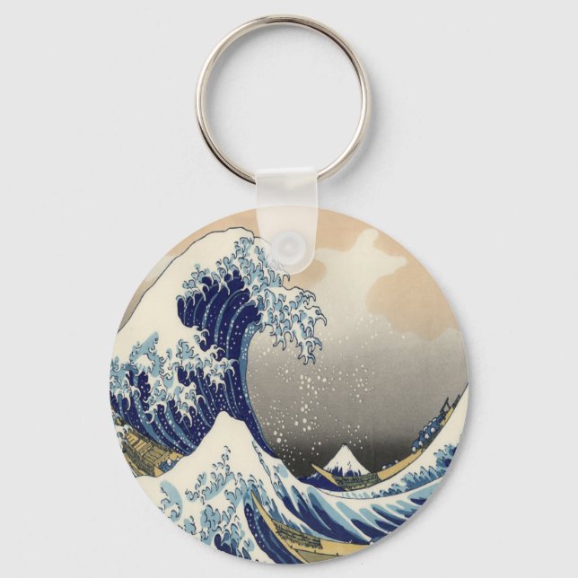 Chaveiro vintage japeso art ocean paisagem excelente onda (Frente)