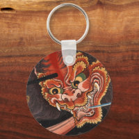 Vintage Japonês Oni King vs Samurai Woodblock