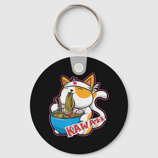 Chaveiro vintage kawaii comendo ramen anime retro Japane (Frente)