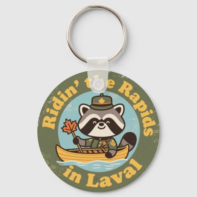 Chaveiro Vintage Laval Quebec Whitewater Canoeing (Frente)