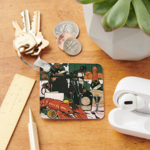 Chaveiro Vintage Lobster Champagne; Partido Elegante Rico