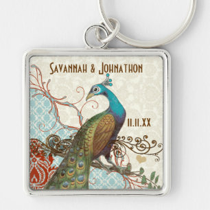 Chaveiro Vintage Love Bird Casamento tema damasco Key Chain