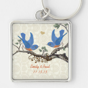 Chaveiro Vintage Love Birds Cadeia-Chave de Casamento