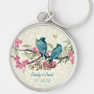 Chaveiro Vintage Love Birds Cadeia-Chave de Casamento