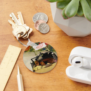 Chaveiro Vintage Love, Road Closed Prossiga por Seu Próprio