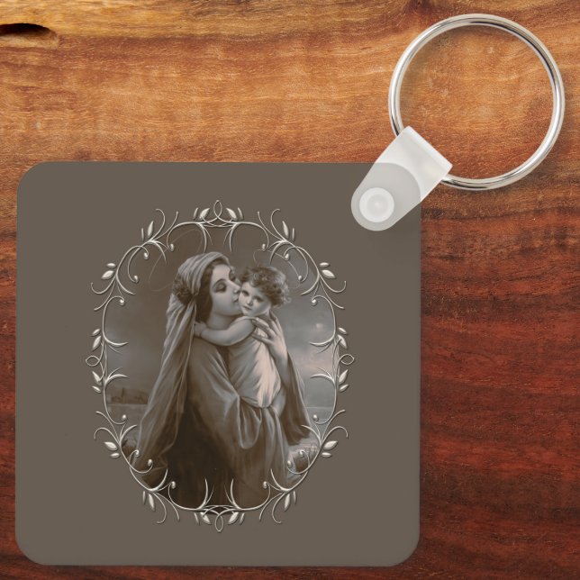 Chaveiro Vintage Madonna e Child com Silver Frame (Verso)