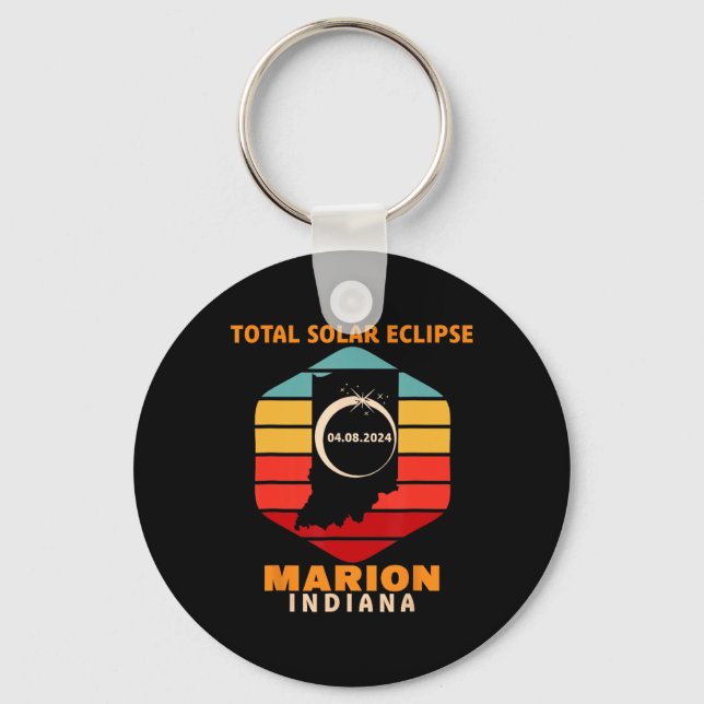Chaveiro Vintage Marion Indiana Total Eclipse Solar 2024 (Frente)