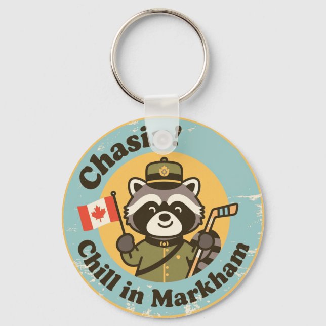 Chaveiro Vintage Markham Ontario Relaxing Raccoon (Frente)