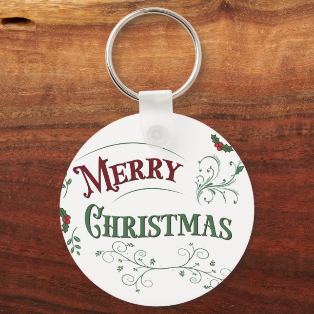 Chaveiro Vintage Merry Christmas Typography (Frente)