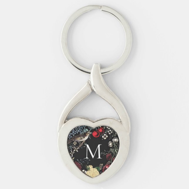 Chaveiro Vintage Nature Birds and Berries Monogram (Frente)
