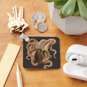 Chaveiro Vintage Octopus Vulgaris, Animais da Vida Marinha