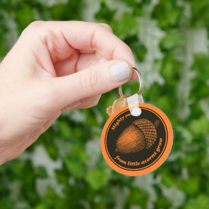 Chaveiro Vintage Orange Proverb Oak Acorn Plant