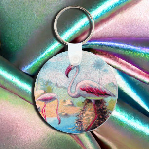 Chaveiro Vintage Pair de Flamingo