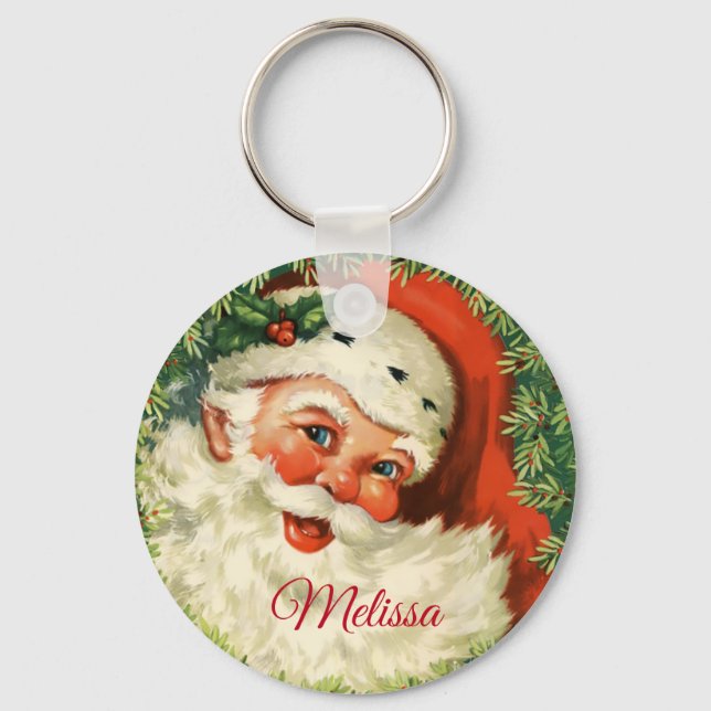 Chaveiro Vintage Papai Noel com Pine Wreath (Frente)