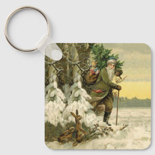 Chaveiro Vintage Papais noeis Natal Feriado Vitoriano