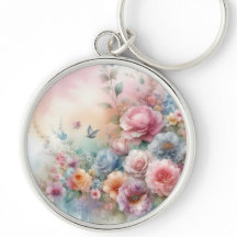 Vintage Pastel Rosa Rosas com Borboleta