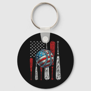 Chaveiro Vintage Patriotic Baseball Em 4 De Julho Nos Estad