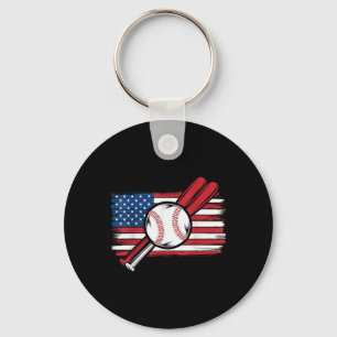 Chaveiro Vintage Patriotic Baseball Em 4 De Julho Nos Estad