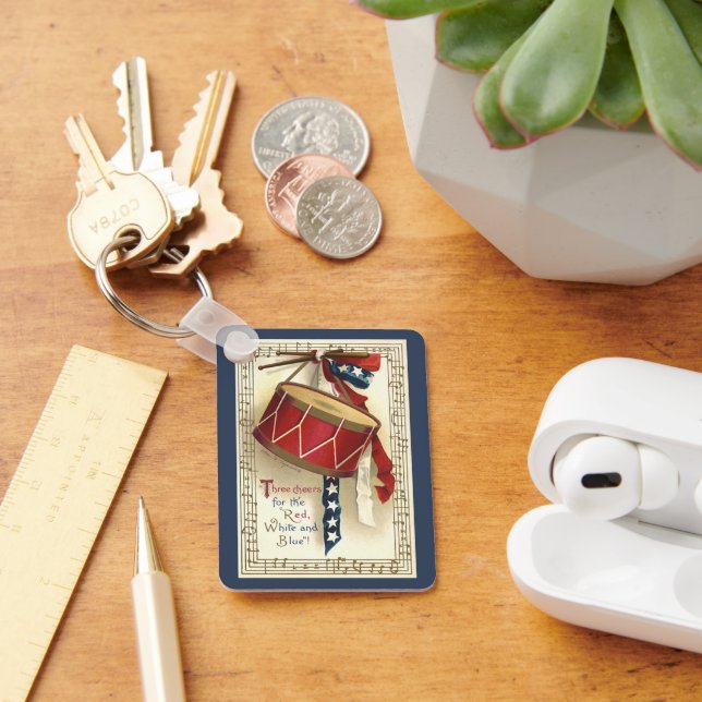 Chaveiro Vintage Patriotic, Tambores com Notas Musicais (Mesa)