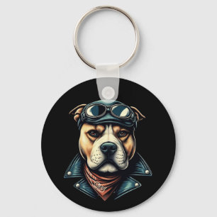 Chaveiro Vintage Pitbull Biker
