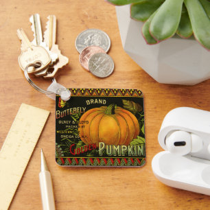 Chaveiro Vintage pode rotular arte, borboletas de abóbora v