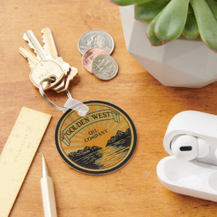 Chaveiro Vintage Product Label Art, Ouro West Oil Company