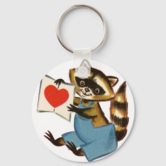 Chaveiro Vintage Raccoon Love (Frente)