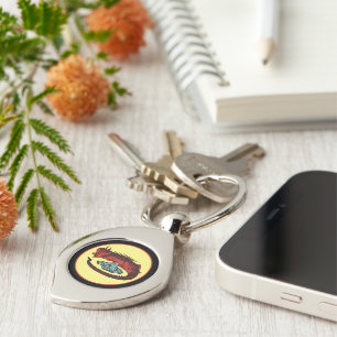 Chaveiro Vintage Red Green Dragon Lady Art Nouveau Estilo