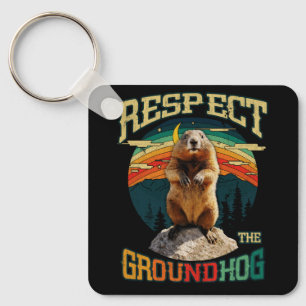 Chaveiro Vintage respeita o Groundhog Funny Woodchuck Grou