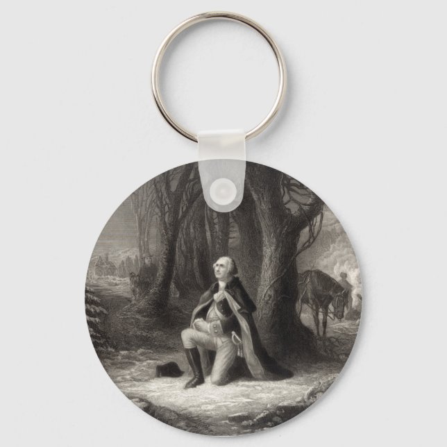 Chaveiro Vintage Retrato de George Washington Rezando (Frente)